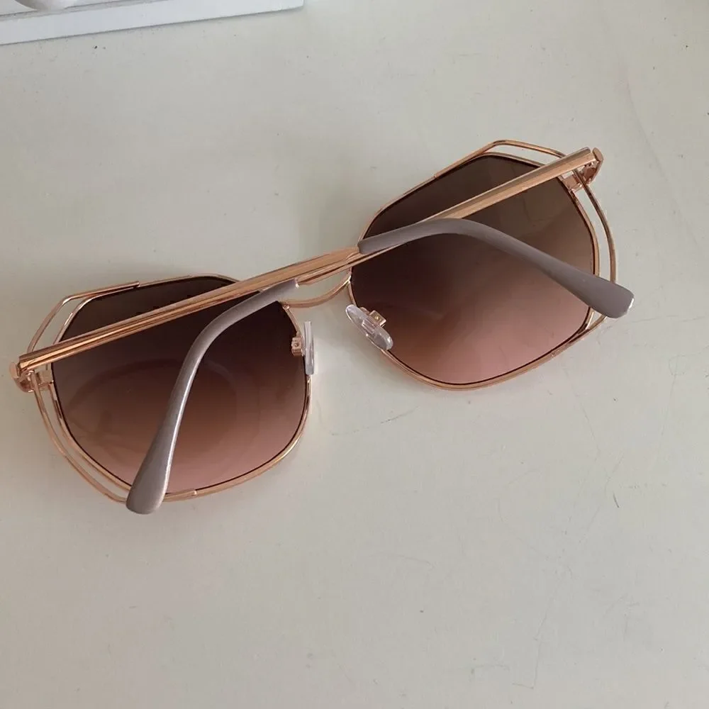 Women's Geometric Sunglasses Rose Gold Shiny
